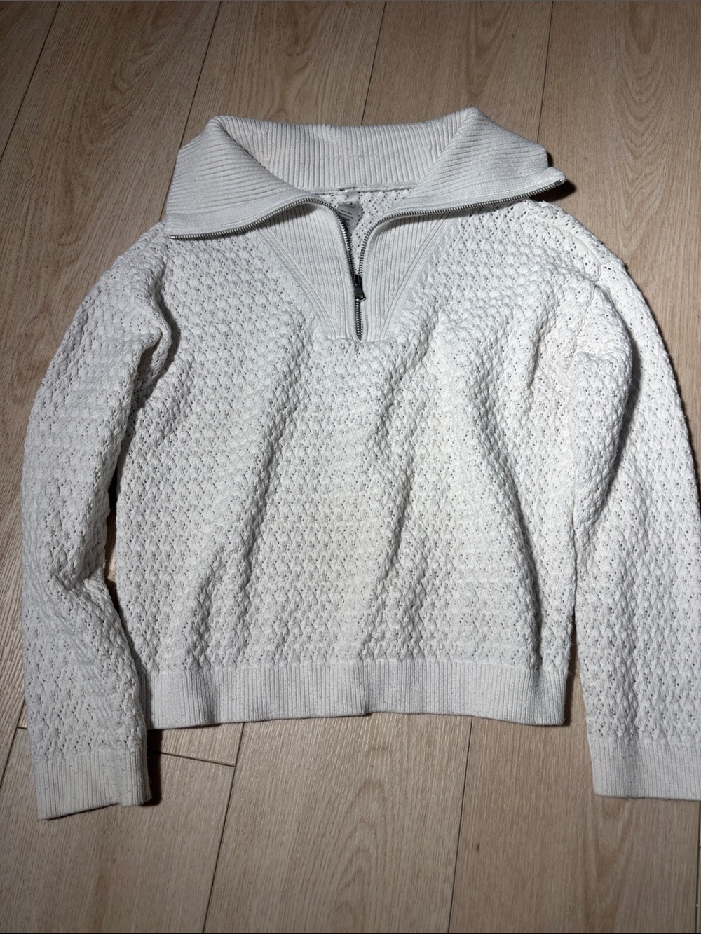 Loft ivory quarter-zip sweater